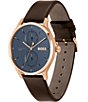 Color:Brown - Image 2 - Men's Tyler Multifunction Brown Leather Strap Watch
