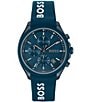 Color:Blue - Image 1 - Men's Velocity Quartz Chronograph Blue Silicone Strap Watch