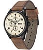 Color:Brown - Image 2 - Men's View Quartz Chronograph Brown Leather Strap Watch