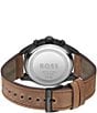 Color:Brown - Image 3 - Men's View Quartz Chronograph Brown Leather Strap Watch