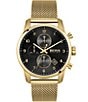 Color:Gold - Image 1 - Men's Skymaster Chronograph Mesh Bracelet Watch