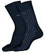 Color:Dark Blue - Image 1 - Solid/Mini-Pattern Crew Dress Socks 2-Pack
