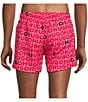 Color:Medium Pink - Image 2 - Tortuga Logo Pattern 4.72#double; Inseam Swim Trunks