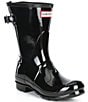 Color:Black - Image 1 - Back Adjustable Short Gloss Rain Boots