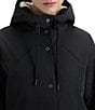 Hunter Billie Canvas Hooded Stand Collar Metal Snap Front Water Resistant Rain Jacket, Color:Black - Image 5