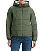 Hunter Camille Soft Sheered Crinkle Hooded Adjustable Drawstring Hem Zip Front Jacket, Color:Hunter Green - Image 1