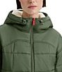 Hunter Camille Soft Sheered Crinkle Hooded Adjustable Drawstring Hem Zip Front Jacket, Color:Hunter Green - Image 5