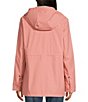 Color:Rough Pink - Image 2 - Hooded Waterproof Cinched Waist Hooded Neck Long Sleeve Flap Pocket Rain Jacket