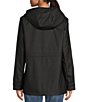 Color:Hunter Black - Image 2 - Hooded Waterproof Cinched Waist Hooded Neck Long Sleeve Flap Pocket Rain Jacket