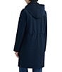 Hunter Kate Novelty Softshell Hooded Cinched Waist Longline Snap Front Rain Coat, Color:Midnight - Image 2