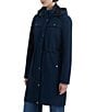 Hunter Kate Novelty Softshell Hooded Cinched Waist Longline Snap Front Rain Coat, Color:Midnight - Image 3