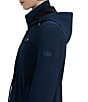 Hunter Kate Novelty Softshell Hooded Cinched Waist Longline Snap Front Rain Coat, Color:Midnight - Image 6