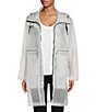 Color:White - Image 1 - Play Transparent Hooded Stand Collar Long Sleeve Rain Parka
