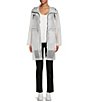 Color:White - Image 3 - Play Transparent Hooded Stand Collar Long Sleeve Rain Parka
