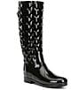 Color:Black - Image 1 - Tall Refined Narrow Calf Quilted Gloss Rain Boots
