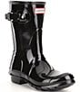 Color:Black - Image 1 - Women's Original Short Gloss Buckle Strap Rain Boots