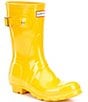 Color:Yellow - Image 1 - Women's Original Short Gloss Buckle Strap Rain Boots
