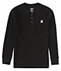 Color:Black - Image 1 - Big Boys 8-20 Long Sleeve Thermal Henley Pullover Shirt