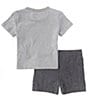 Color:Black/Grey - Image 2 - Baby Boys 12-24 Months Short Sleeve Big Bite Jersey T-Shirt & Solid Twill Shorts Set