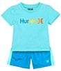 Color:Aurora - Image 1 - Baby Boys 12-24 Months Short Sleeve Gradient-Logo Jersey Tee & Mesh Shorts Set