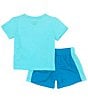 Color:Aurora - Image 2 - Baby Boys 12-24 Months Short Sleeve Gradient-Logo Jersey Tee & Mesh Shorts Set