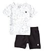 Color:Black/White - Image 1 - Baby Boys 12-24 Months V-Neck Cloud Slub Tee & French Terry Short Set