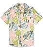 Color:Pale Ivory - Image 1 - Big Boys 8-20 Tropical Print Short Sleeve Swami Stretch Woven Shirt
