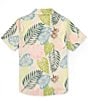 Color:Pale Ivory - Image 2 - Big Boys 8-20 Tropical Print Short Sleeve Swami Stretch Woven Shirt