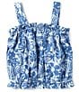 Color:Blue Multi - Image 1 - Big Girls 7-16 Chambray Tropical Floral Print Tank Top