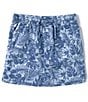 Color:Stamped Blue - Image 1 - Big Girls 7-16 Chambray Tropical Floral Printed Skirt