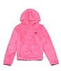 Color:Digi Pink - Image 1 - Big Girls 7-16 Long Sleeve Double-Face Faux-Sherpa Hoodie