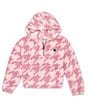 Color:Arctic Pink - Image 1 - Big Girls 7-16 Long Sleeve Patterned Half-Zip Faux-Sherpa Hoodie