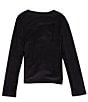 Color:Black - Image 2 - Big Girls Long Sleeve Twist-Front Shiny-Rib-Knit Top