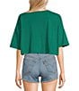 Color:Green - Image 2 - Collegiate Logo Oversized Crop Graphic T-Shirt