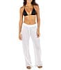 Hurley Crochet Knit High Waist Cargo Pocket Beach Swim Cover-Up Pants, Color:White - Image 5