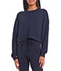 Color:Mood Indigo - Image 1 - Easy Coordinating Oversized Cropped Pullover Sweatshirt