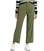Color:Oil Green - Image 1 - High Rise Twill Straight Leg Pants