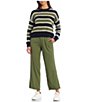 Color:Oil Green - Image 3 - High Rise Twill Straight Leg Pants