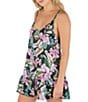 Color:Black - Image 3 - Island Style Floral Print Mini Dress Swim Cover-Up