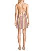 Color:Stripe - Image 2 - Linen Blend Sunset Stripe Halter Neck Tie Back Mini Dress