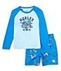 Color:Blue - Image 1 - Little Boys 2T-4T Short Sleeve Treasure Hunt T-Shirt & Swim Trunks Set
