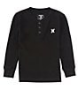 Color:Black - Image 1 - Little Boys 2T-7 Long Sleeve Thermal Henley Pullover T-Shirt