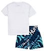 Color:White - Image 2 - Little Boys 2T-7 Short Sleeve One & Only T-Shirt & Allover-Printed Mesh Shorts Set