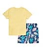 Color:Blue - Image 2 - Little Boys 2T-7 Short Sleeve Printed Logo T-Shirt & Toucan/Palm-Printed Board Shorts