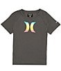 Color:Black Heather - Image 1 - Little Boys 2T-7 Short Sleeve Ombre Logo UPF 50 Shirt