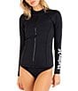 Color:Black - Image 1 - One and Only Long Sleeve Zip Front Rashguard