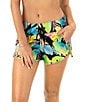 Color:Black - Image 1 - Paradise Aquas Tropical Floral Print 2 1/2#double; Swim Cover-Up Boardshorts