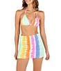 Color:Watermelon - Image 4 - Rainbow Ombre Tie-Dye Print Fitted Mini Skirt Cover-Up