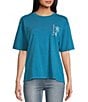 Color:Blue - Image 2 - Relaxed Paradise Minds Slim Boyfriend Graphic T-Shirt