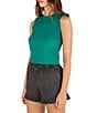 Color:Emerald - Image 3 - Rita Ribbed Flutter Sleeve Tank Top